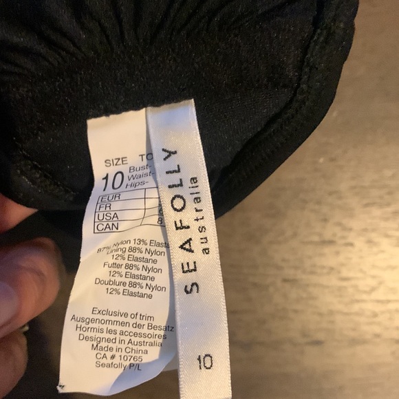 NWOT Seafolly Active Ring Front Bandeau Bikini Top black - Picture 8 of 13